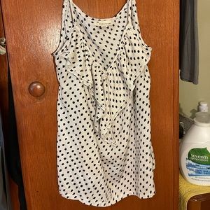 White/blk polka dot dress blouse